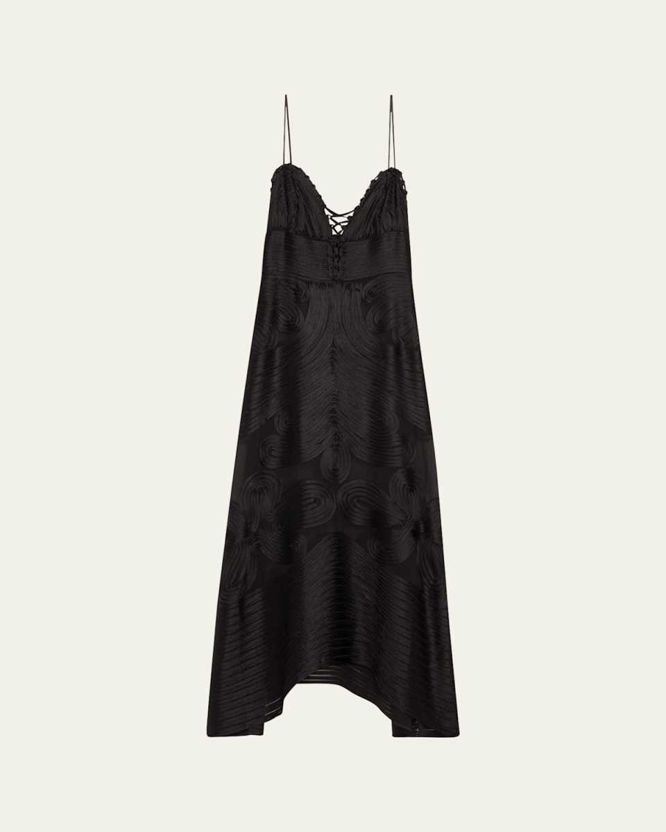 Vesna Embroidered Silk Midi Dress